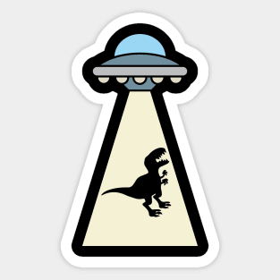 Funny Dinosaur UFO Alien Abduction Sticker